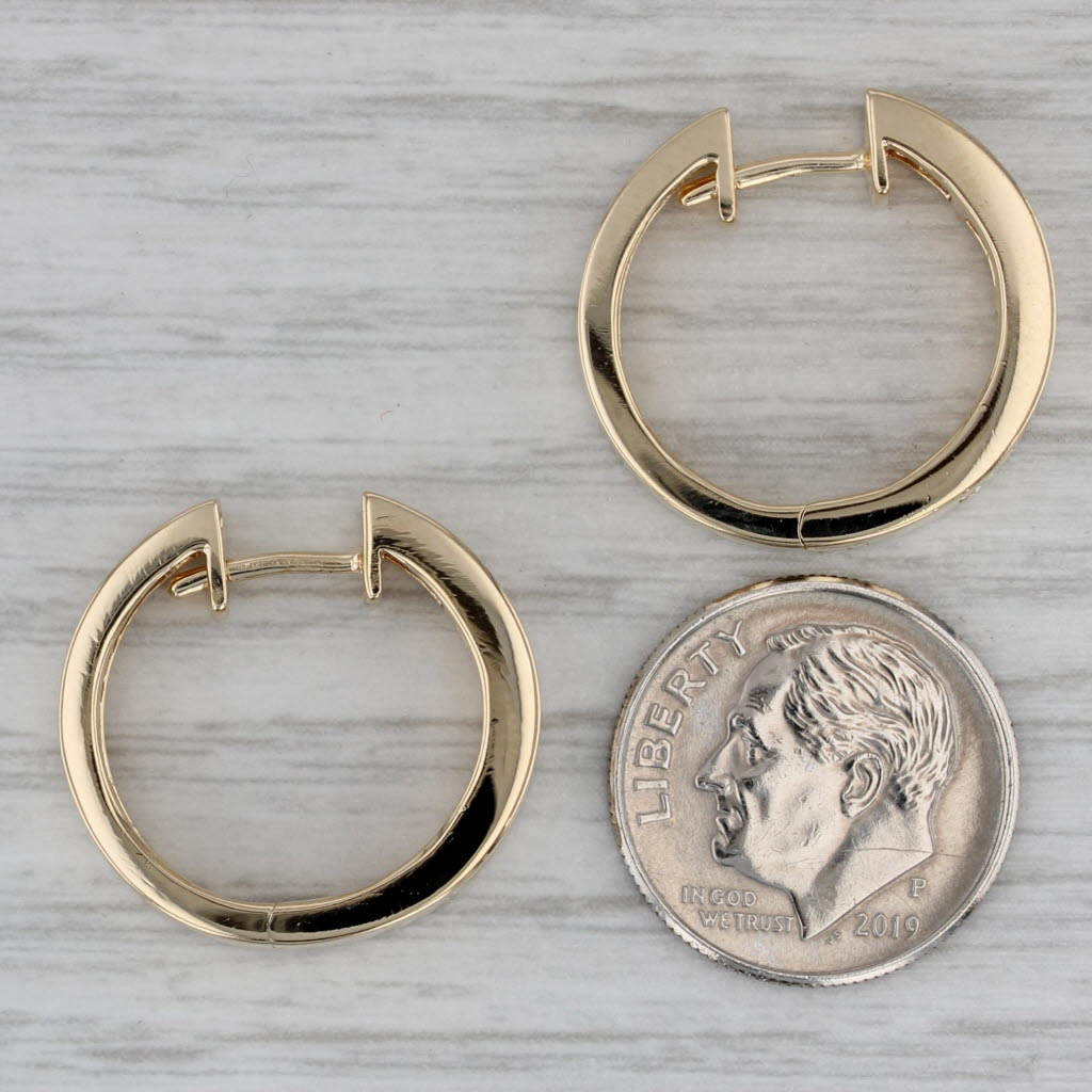 Gray 0.70ctw Diamond Hoop Earrings 14k Yellow Gold Hinged Snap Top Round Hoops