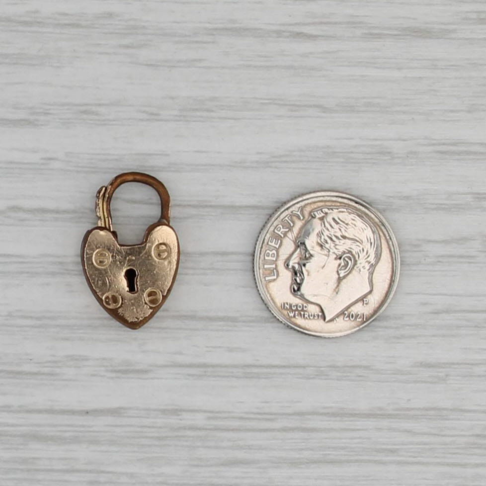 Victorian Heart Padlock Charm Yellow Gold Filled Snap Clasp
