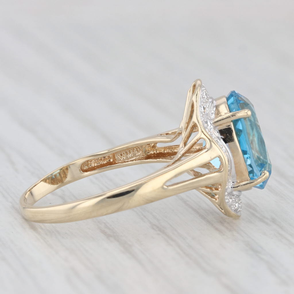 Light Gray 4.60ctw Oval Blue Topaz Solitaire Ring 10k Yellow Gold Size 7.25