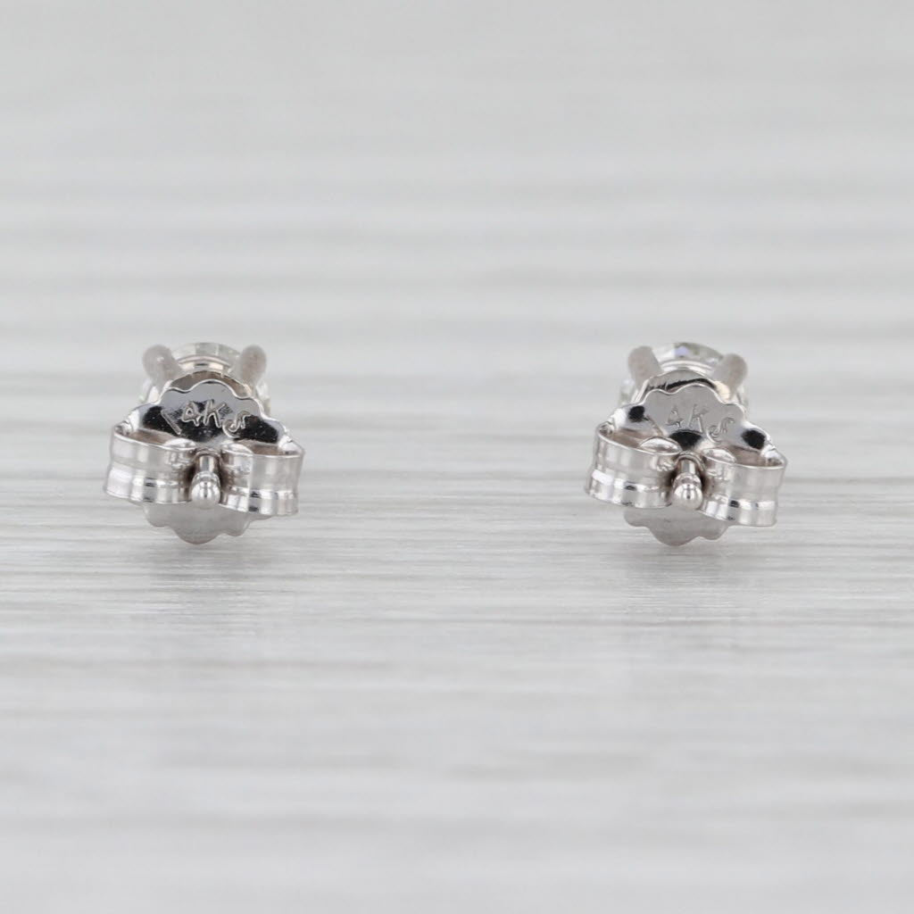 0.31ctw Round Diamond Solitaire Stud Earrings 14k White Gold Studs