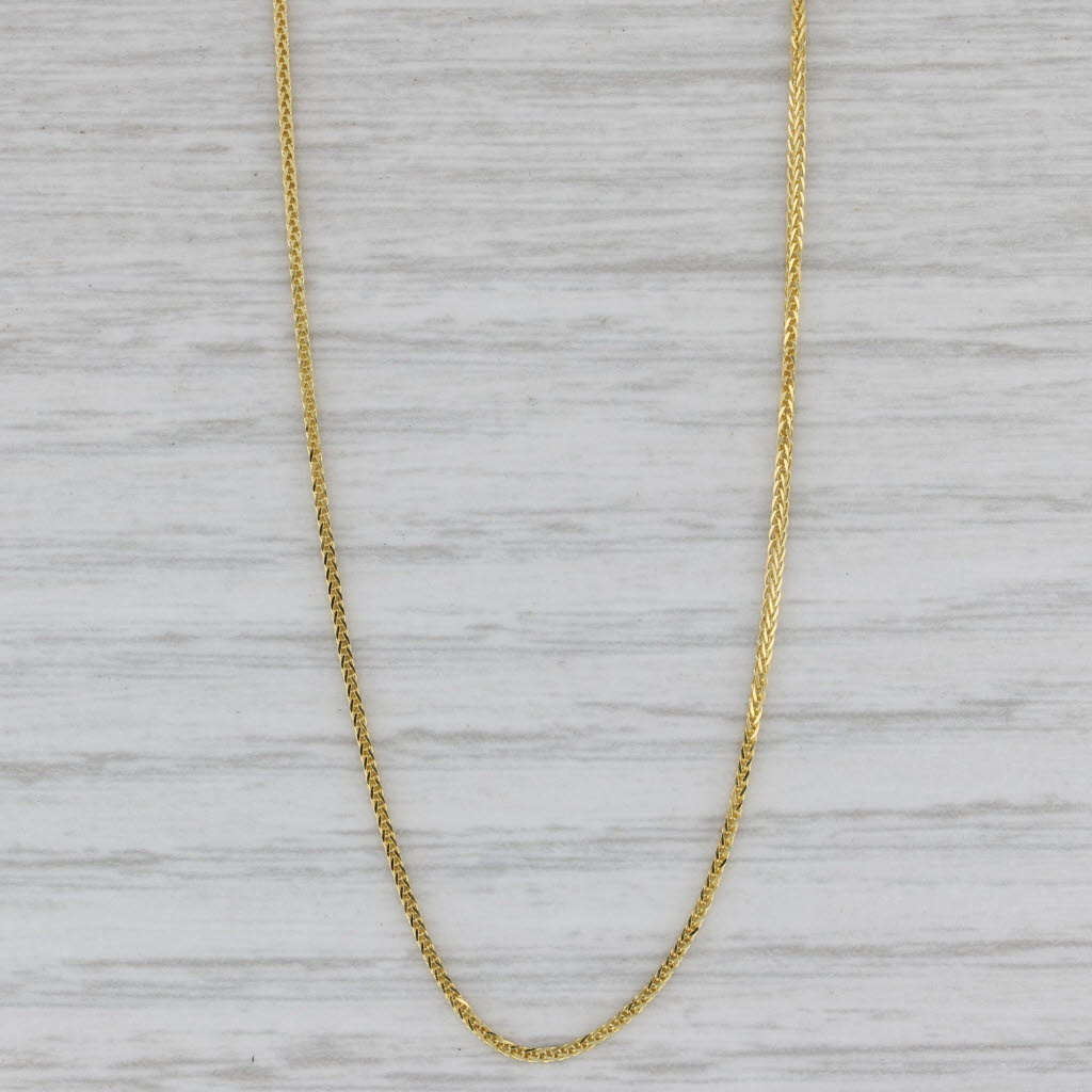 Gray Wheat Chain Necklace Adjustable up to 22" 14k Yellow Gold Bead Slide