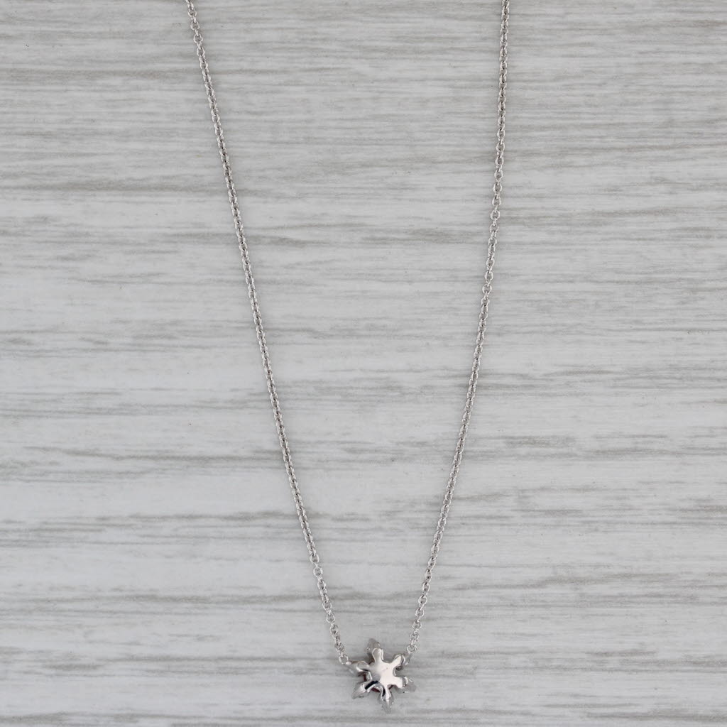 Gray 0.14ct Ruby Damond Star Flower Pendant 14k White Gold 16" Cable Chain