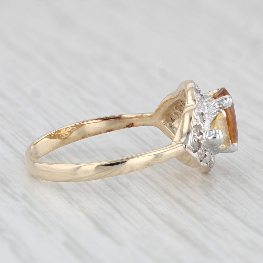 Light Gray 0.59ctw Oval Citrine Diamond Ring 10k Yellow Gold Size 7