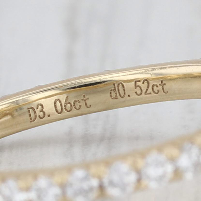 New IGI 3.58ctw Emerald Cut Lab Grown Diamond Engagement Ring 14k Yellow Gold