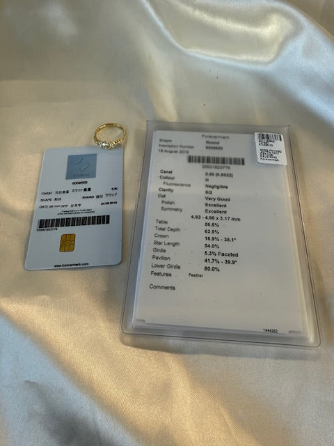 Forever Mark 0.85ctw Diamond Halo Engagement Ring 18k Yellow Gold Size 9 Cert