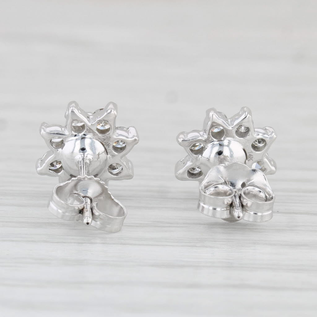 Light Gray 0.96ctw Diamond Flower Stud Earrings 14k White Gold