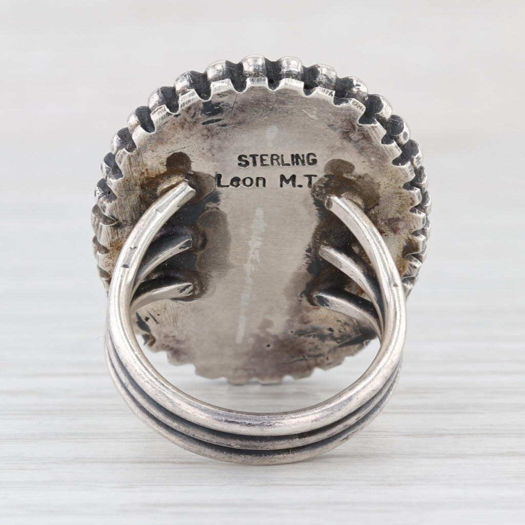 Vintage Turquoise Ring Sterling Silver Leon Martinez Navajo Native American
