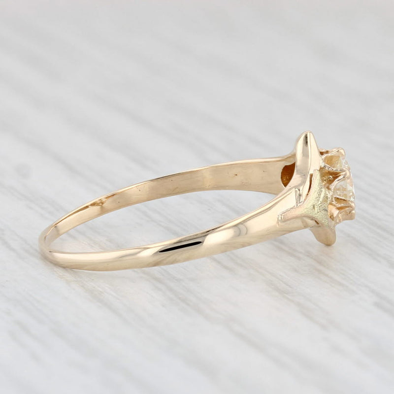Antique 0.28ct Diamond Solitaire Engagement Ring 14k Gold Transitional Round