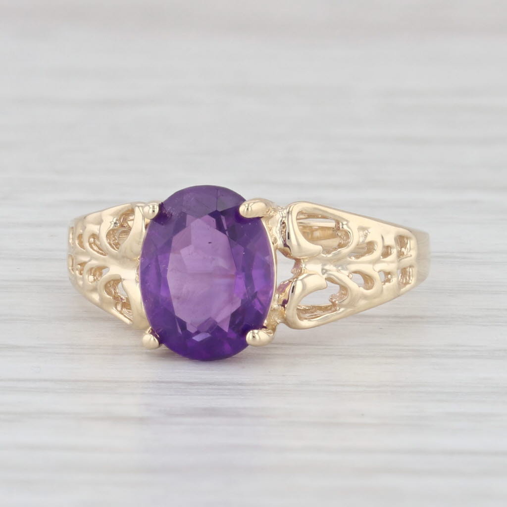 Light Gray 1.20ct Amethyst Oval Solitaire Ring 14k Yellow Gold Size 7.25