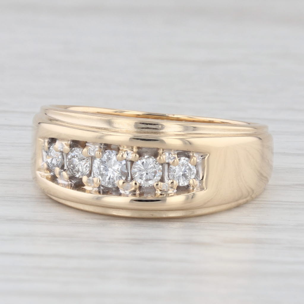 Light Gray 0.48ctw Diamond Men's Ring 14k Yellow Gold Size 10.25 Wedding Band