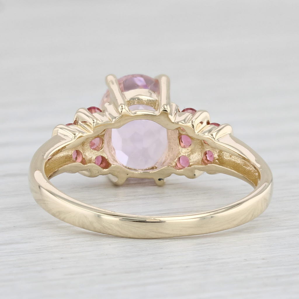 Light Gray 3.05ctw Pink Kunzite Tourmaline Ring 14k Yellow Gold Size 9