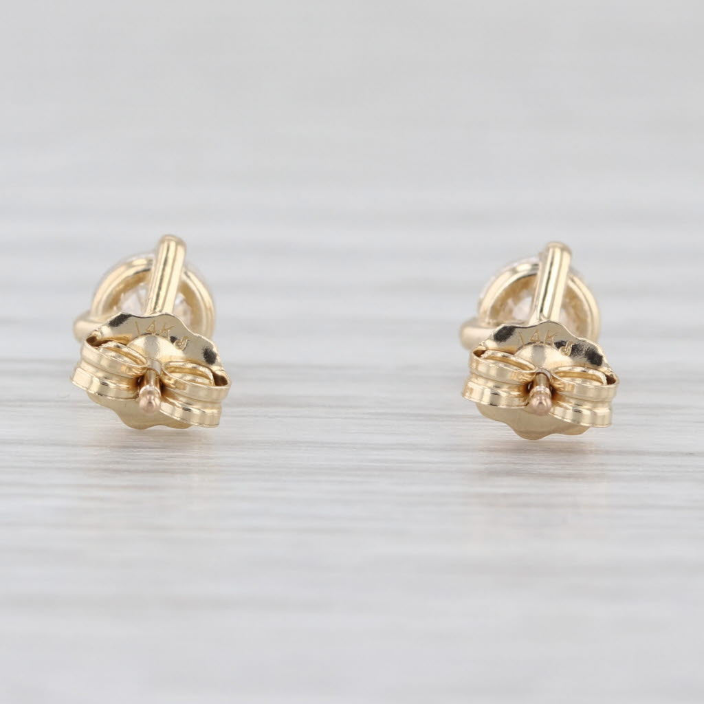 New 0.69ctw Diamond Solitaire Stud Earrings 14k Gold Round Brilliant Studs