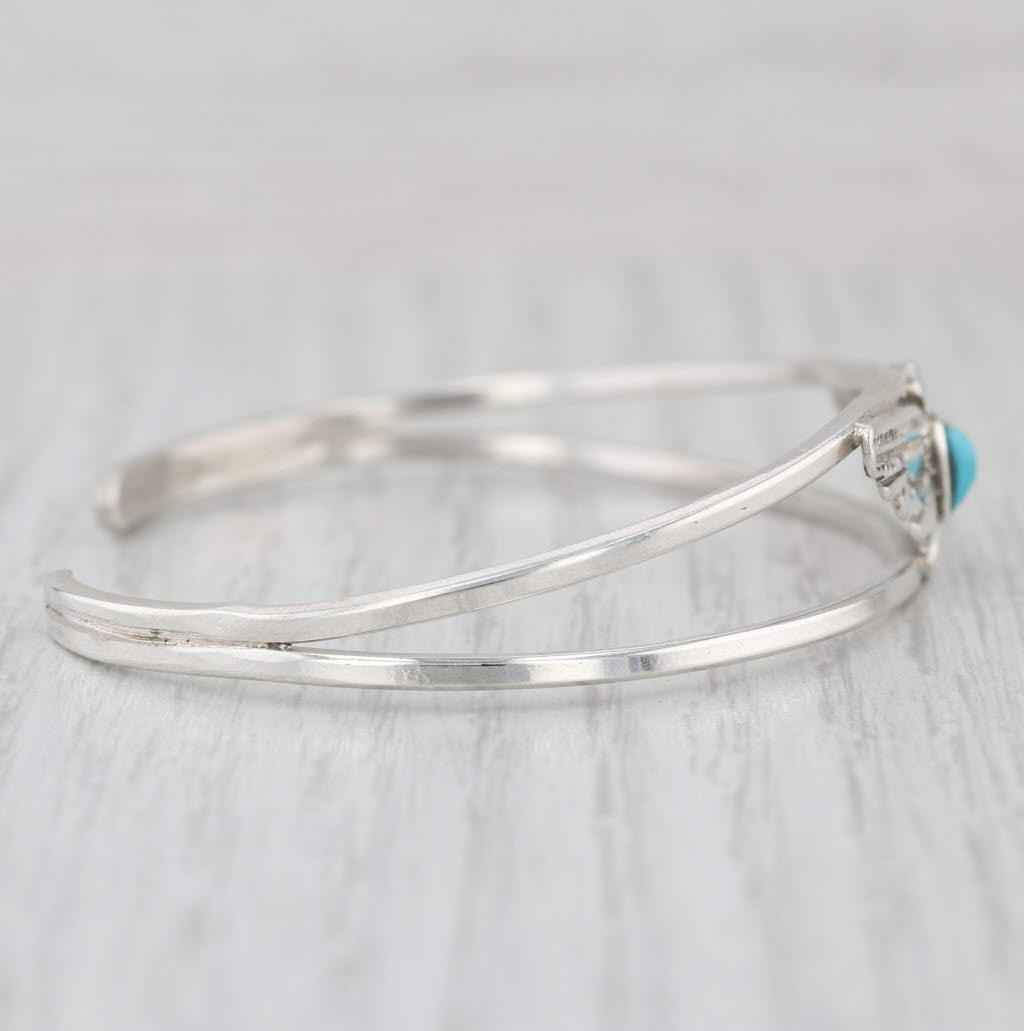 Vintage Southwestern Turquoise Eagle Cuff Bracelet Sterling Silver 6.75"