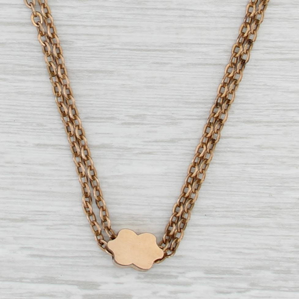 Antique Pocket Watch Chain Necklace Glass Slide Gold Filled Cable Chain 24.75"