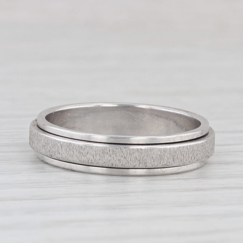 Light Gray Spinning Worry Ring 18k White Gold Size 57 8 Wedding Band Brushed Center Moves