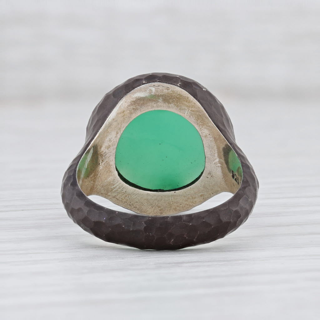 New Nina Nguyen Balance Green Chrysoprase Ring Hammered Sterling Silver Size 8