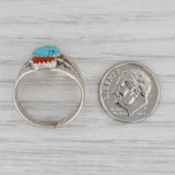 Native American Turquoise Coral Ring Sterling Silver Sz 8 Vintage Artisan Signed