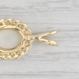 Light Gray Opal Solitaire Pendant 14k Yellow Gold Oval Cabochon