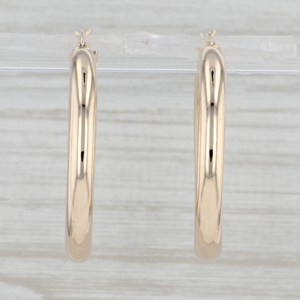 Gray Round Hoop Earrings 14k Yellow Gold Snap Top Pierced Hoops