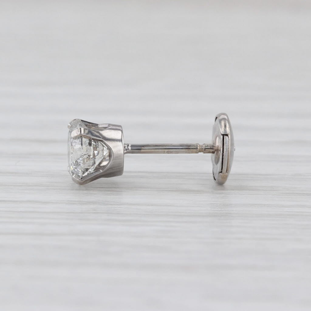 Single 0.60ct Round Solitaire Stud Earring 14k White Gold Lock Back