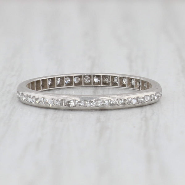 Light Gray Antique 0.25ctw Diamond Eternity Wedding Band Platinum Stackable Ring Sz 6 AS IS