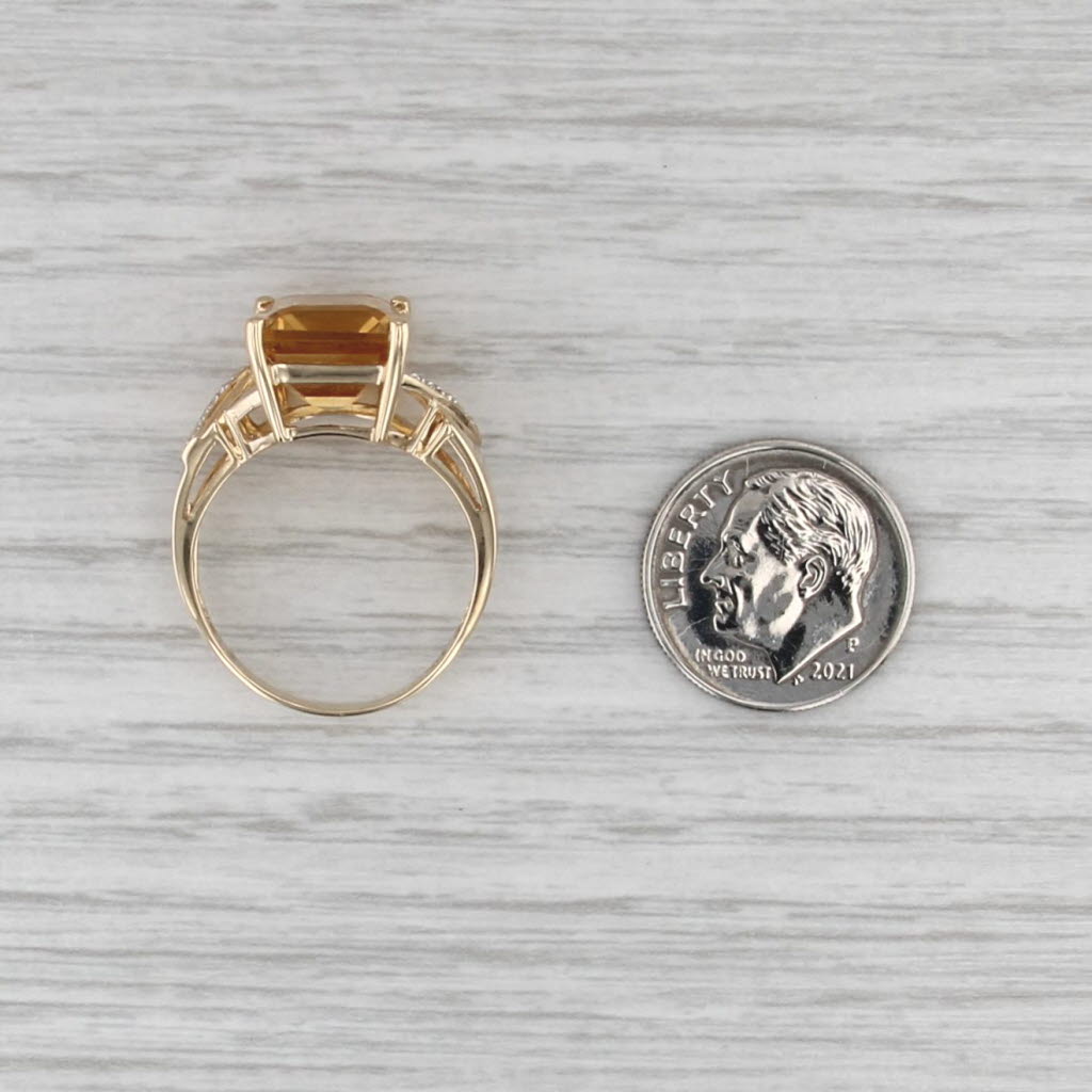 6.50ctw Citrine Diamond Ring 14k Yellow Gold Size 8 Cocktail