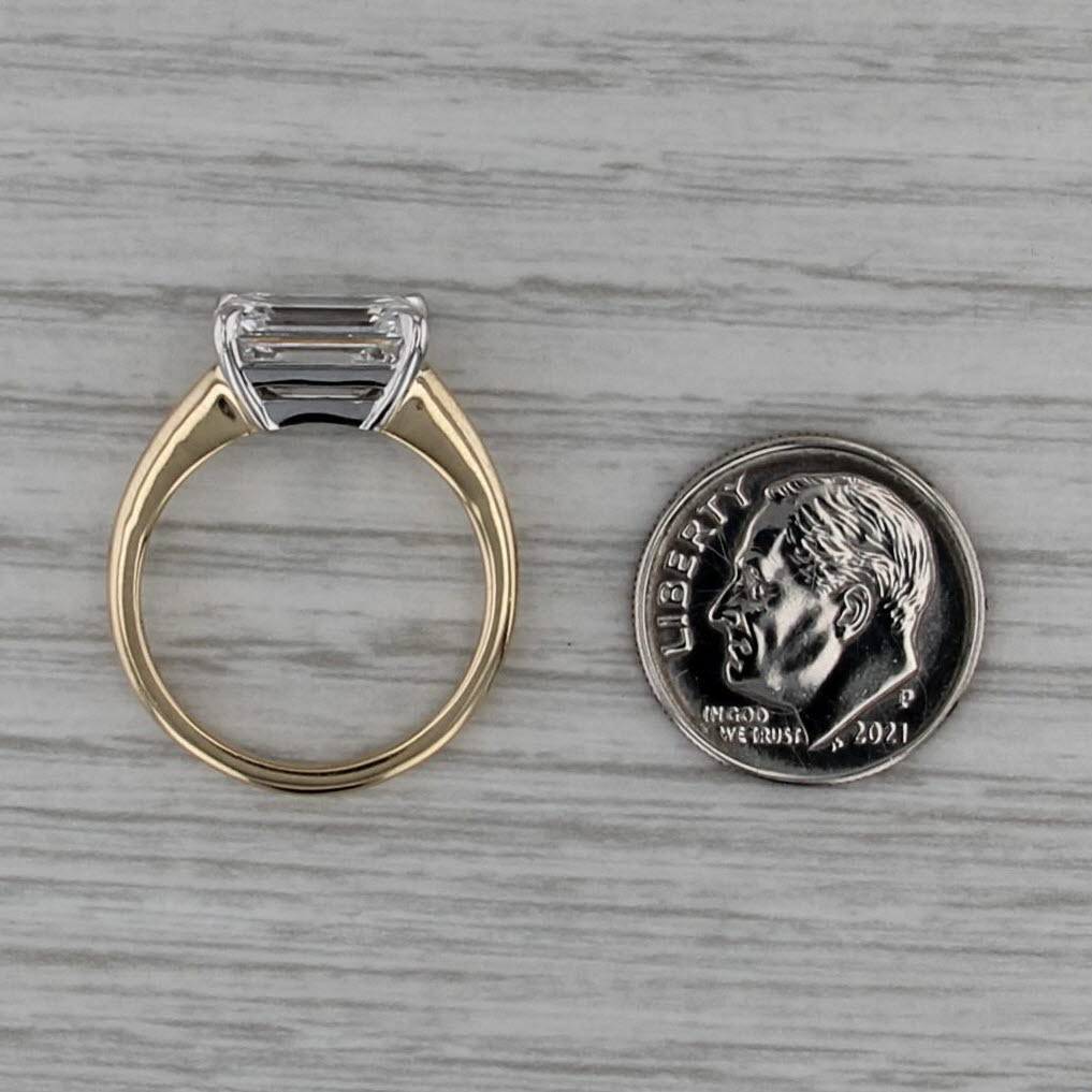 New 4.03ct E VS2 IGI Lab Grown Emerald Cut Diamond Engagement Ring 14k Gold Sz 7