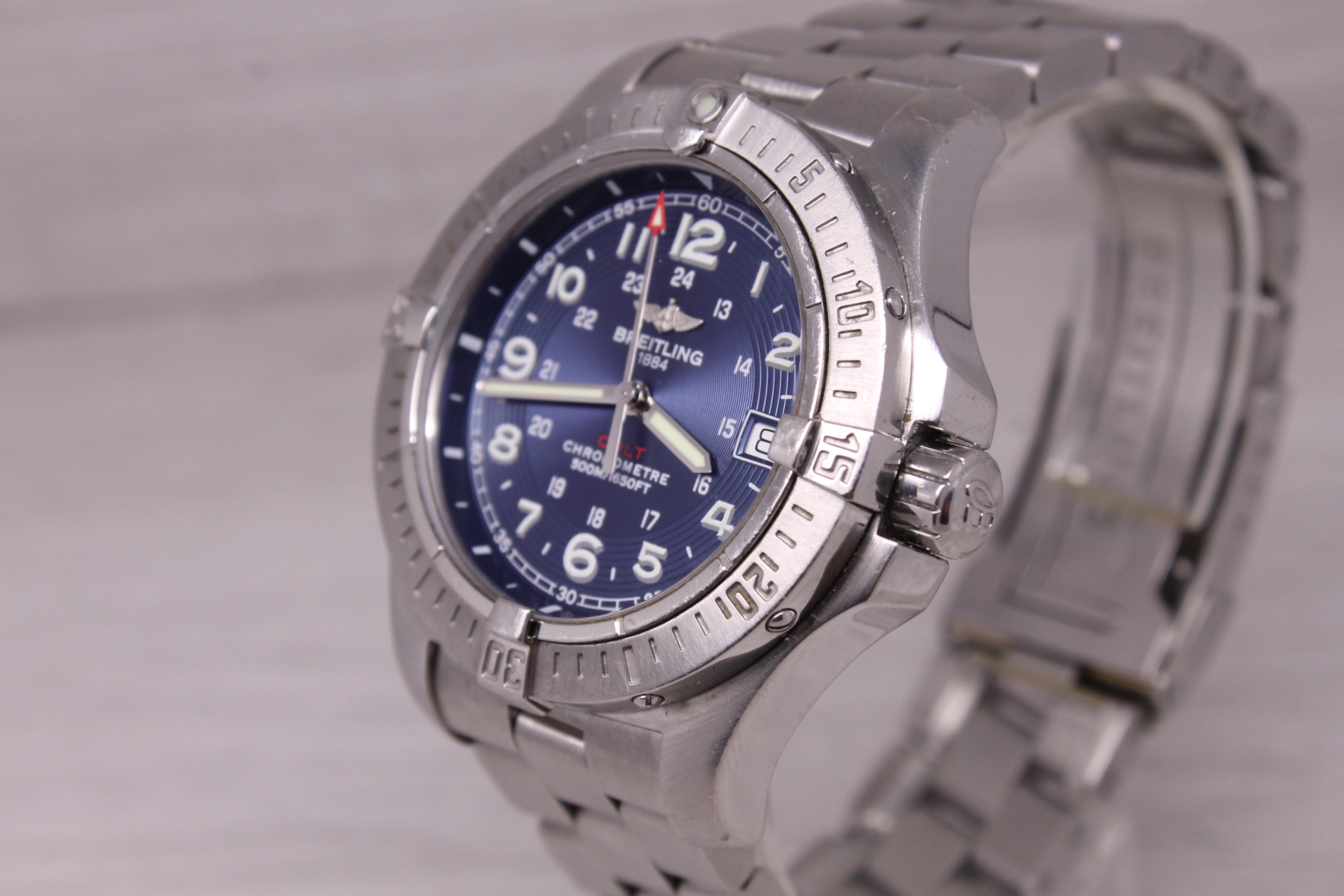 Breitling Colt Chronometre Mens 41mm Steel Quartz Divers Watch FULL SET A74380