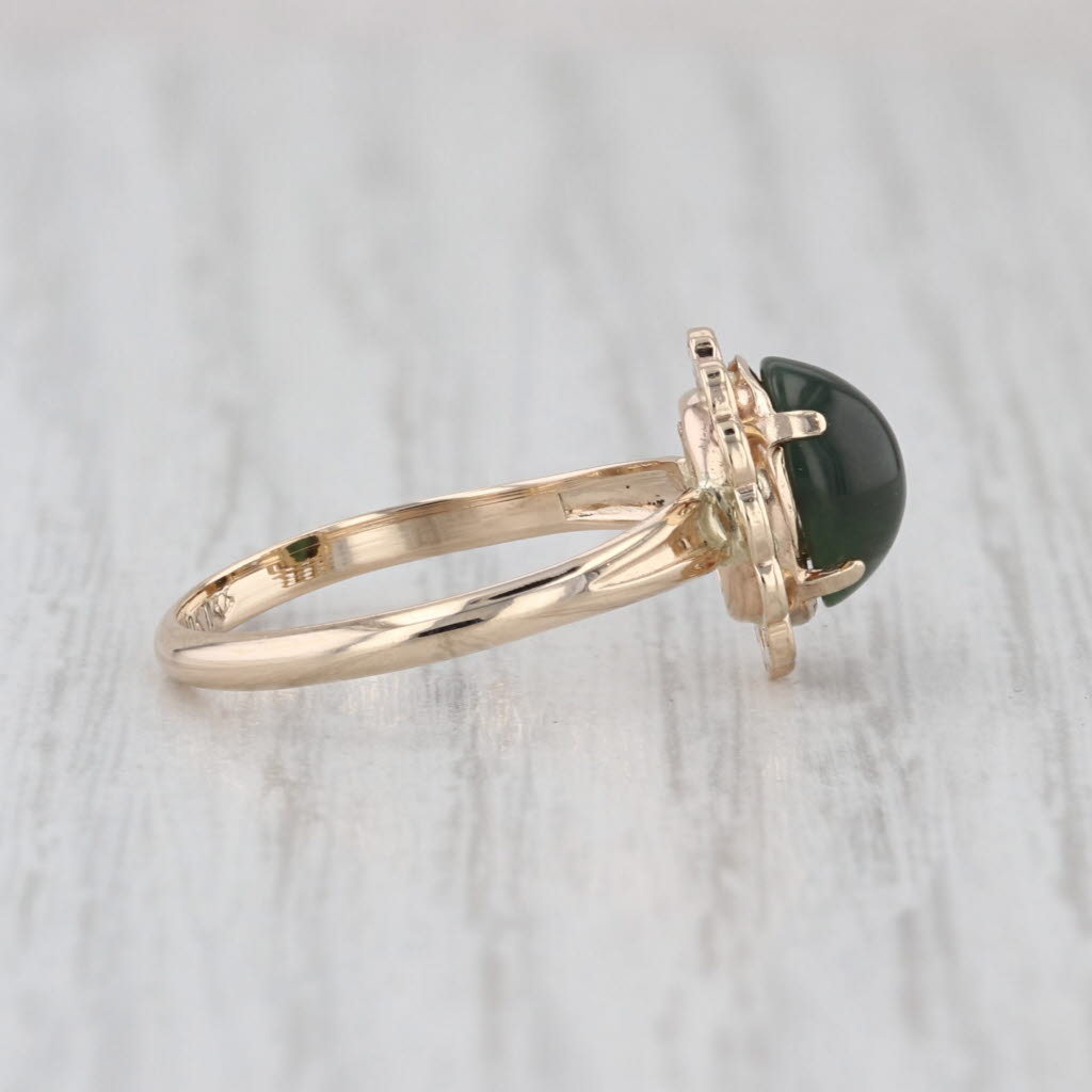 Green Resin Cabochon Ring 10k Yellow Gold Size 5.75