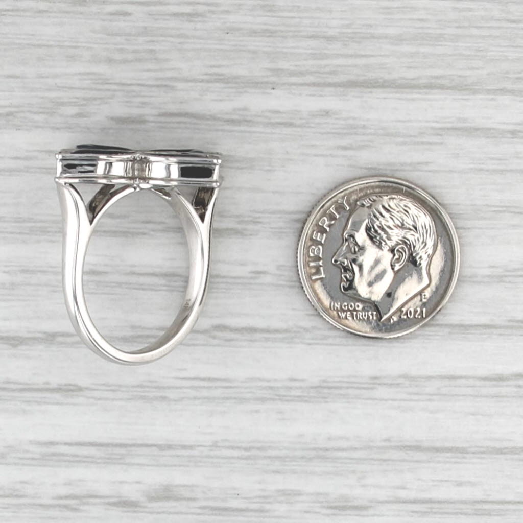 0.35ctw Diamond Ceramic Flower Cocktail Ring 14k White Gold Size 7.25