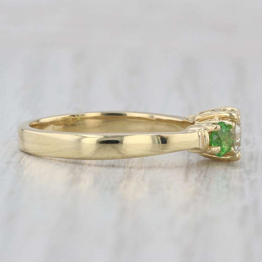 1.17ctw Diamond Green Demantoid Garnet 3-Stone Engagement Ring 18k Gold Sz 7.75