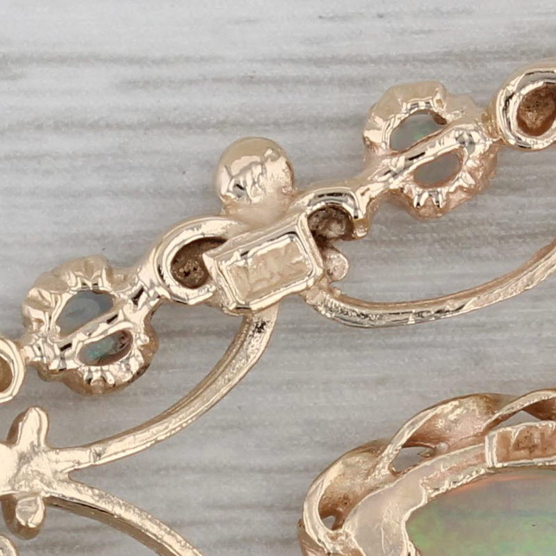 Ornate Opal Pendant Brooch 14k Yellow Gold Vintage Statement