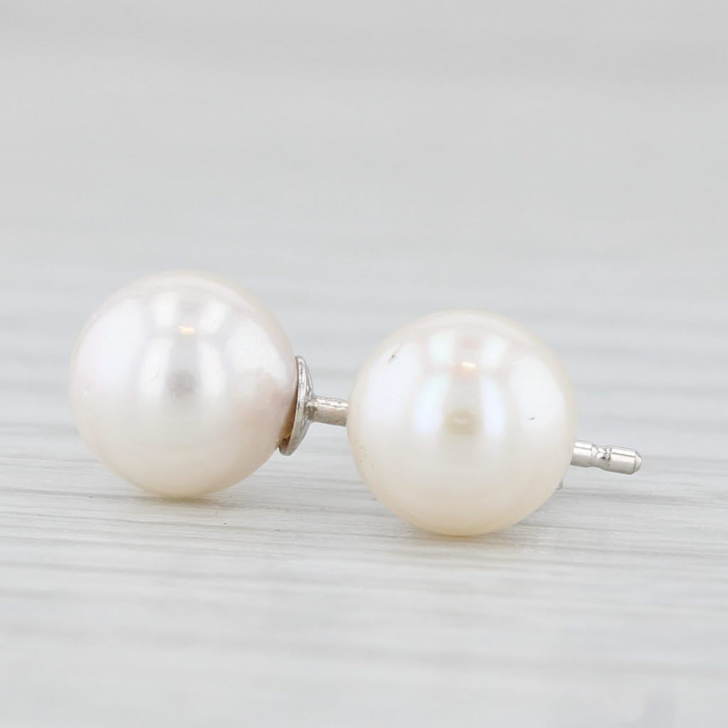 Light Gray New Cultured Pearl Stud Earrings 14k Sterling Silver 6-6.5mm