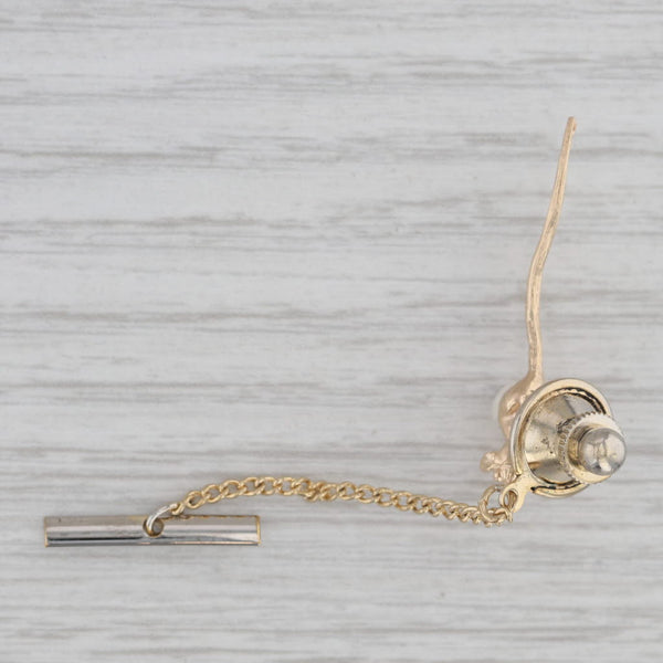 Little Mouse with Long Tale Pin 14k Yellow Gold Lapel Tie Tac