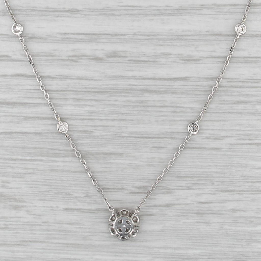 0.45ctw Diamonds by the Yard Flower Pendant Station Necklace 14k White Gold 18"