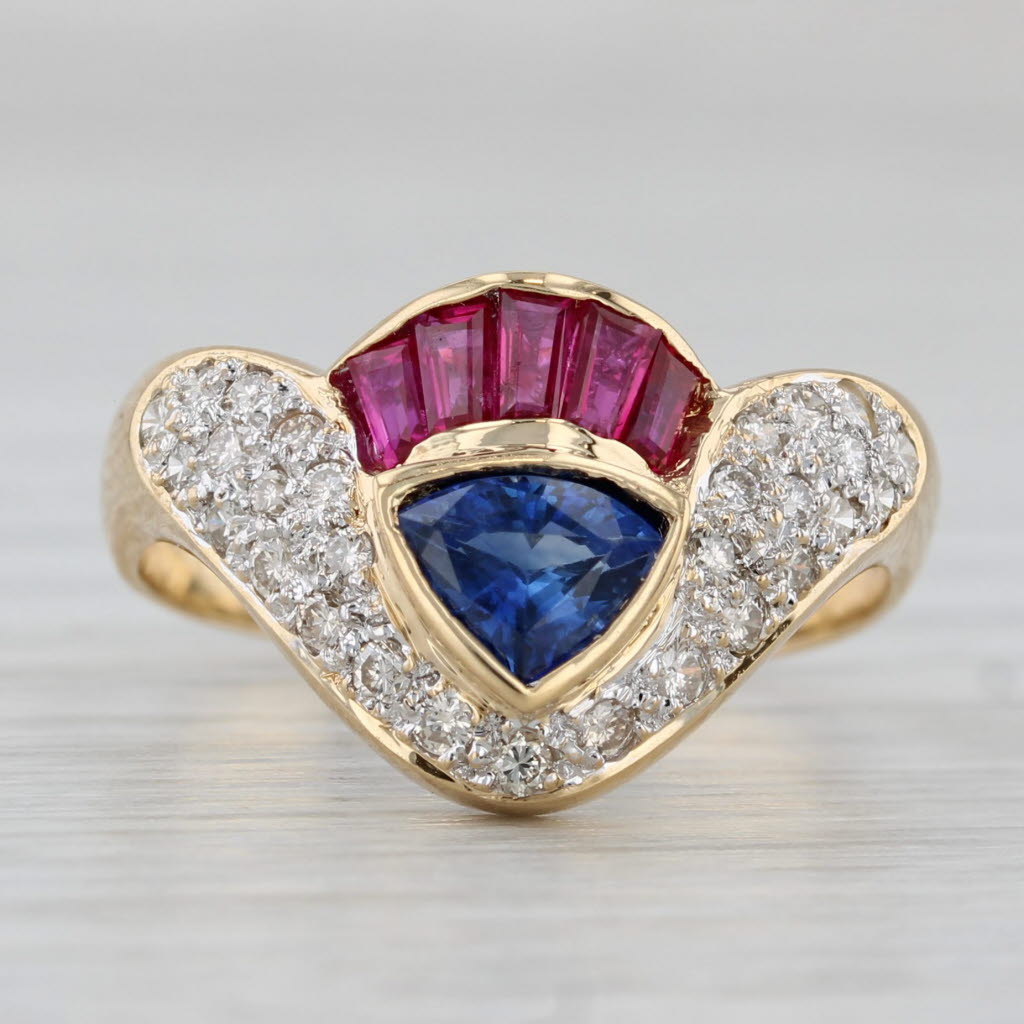 Gray 1.25ctw Ruby Sapphire Diamond Ring 18k Yellow Gold Size 6.5