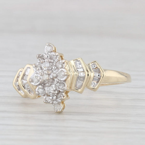 0.16ctw Diamond Cluster Ring 10k Yellow Gold Size 10 Engagement