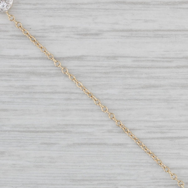 0.25ctw Cubic Zirconia Heart Station Bracelet 14k Yellow Gold 9" Cable Chain