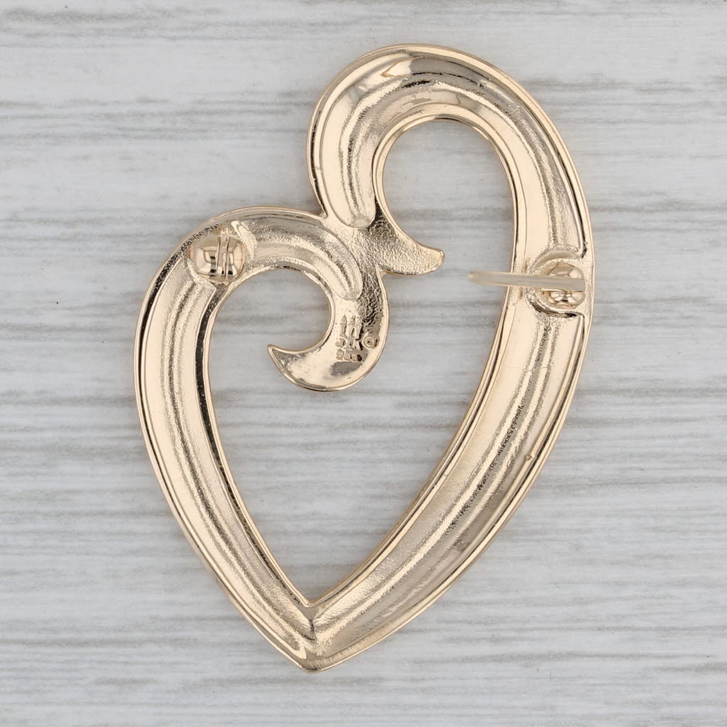 Gray James Avery Stylized Heart Brooch 14k Yellow Gold Statement