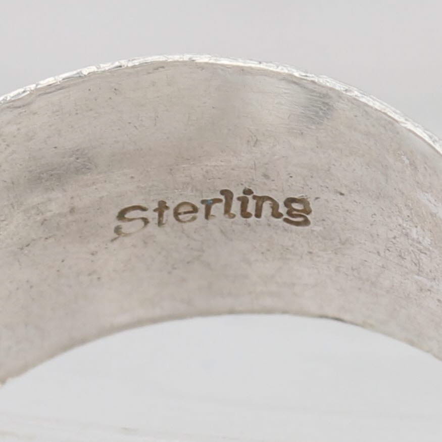 Gray Vintage Stamped Design Ring Sterling Silver Size 7.5 Band Southwestern Jewelry