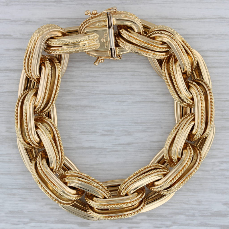 Chunky Cable Chain Bracelet 18k Yellow Gold 7" 14.2mm