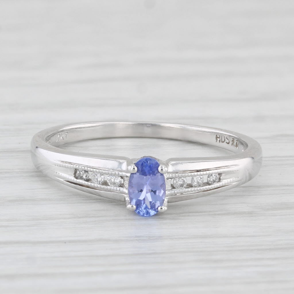 Light Gray 0.31ctw Oval Tanzanite Diamond Ring 10k Yellow Gold Size 6.25 Engagement