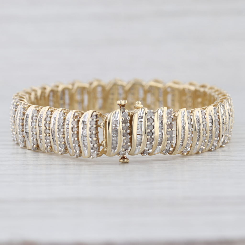 4.20ctw Diamond Tennis Bracelet 10k Yellow Gold 7" 10.6mm