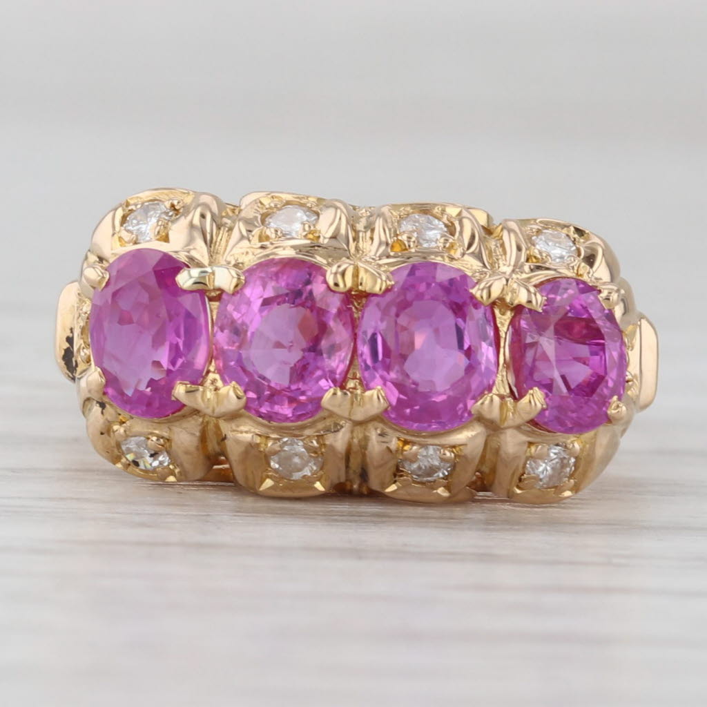 Light Gray Vintage 1.32ctw Pink Sapphire Diamond Ring 18k Yellow Gold Size 6
