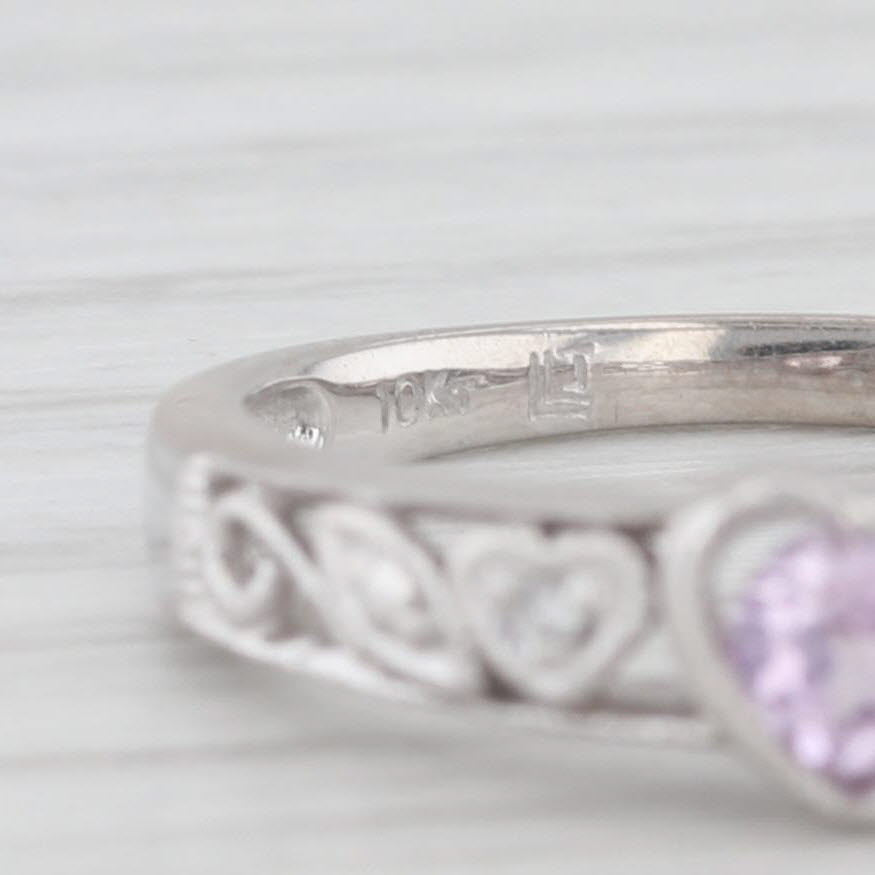 Light Gray 0.20ct Lab Created Pink Sapphire Diamond Heart Ring 10k White Gold Size 6.5