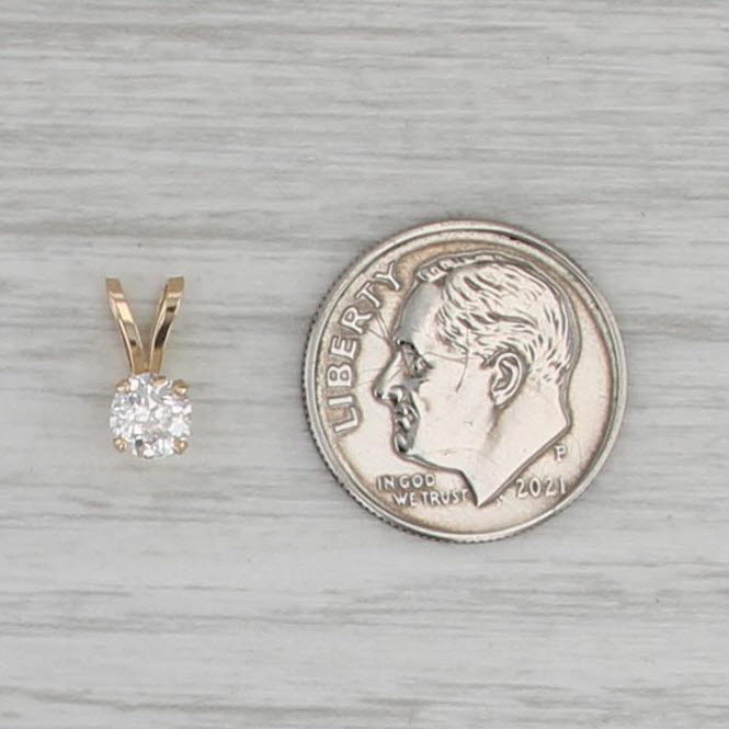 0.32ct Diamond Round Solitaire Pendant 14k Yellow Gold Small Drop