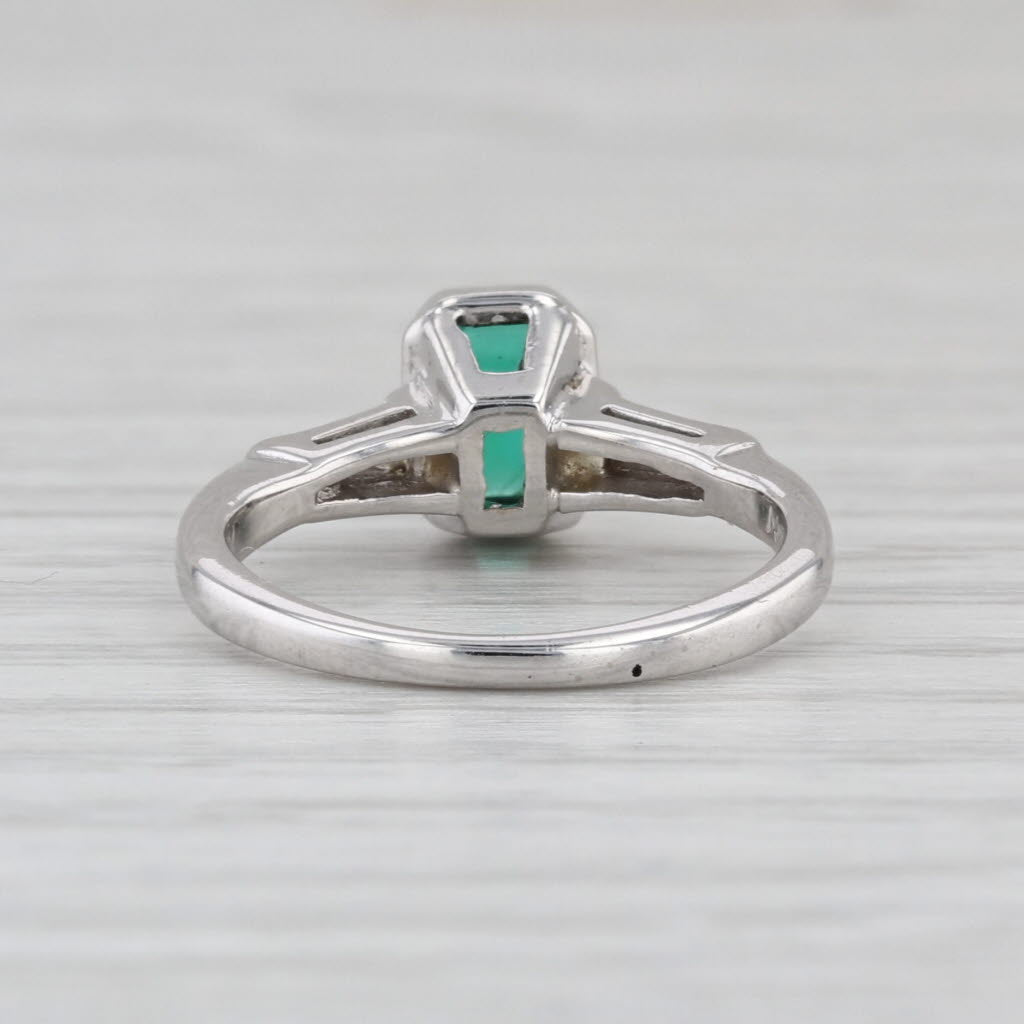 0.57ctw Emerald Diamond Ring 14k White Gold Size 3.5 Engagement