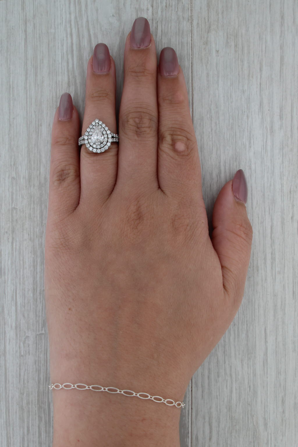 Vera Wang Love 1.96ctw Lab Grown Diamond Pear Halo Engagement Ring 14k Gold GSI