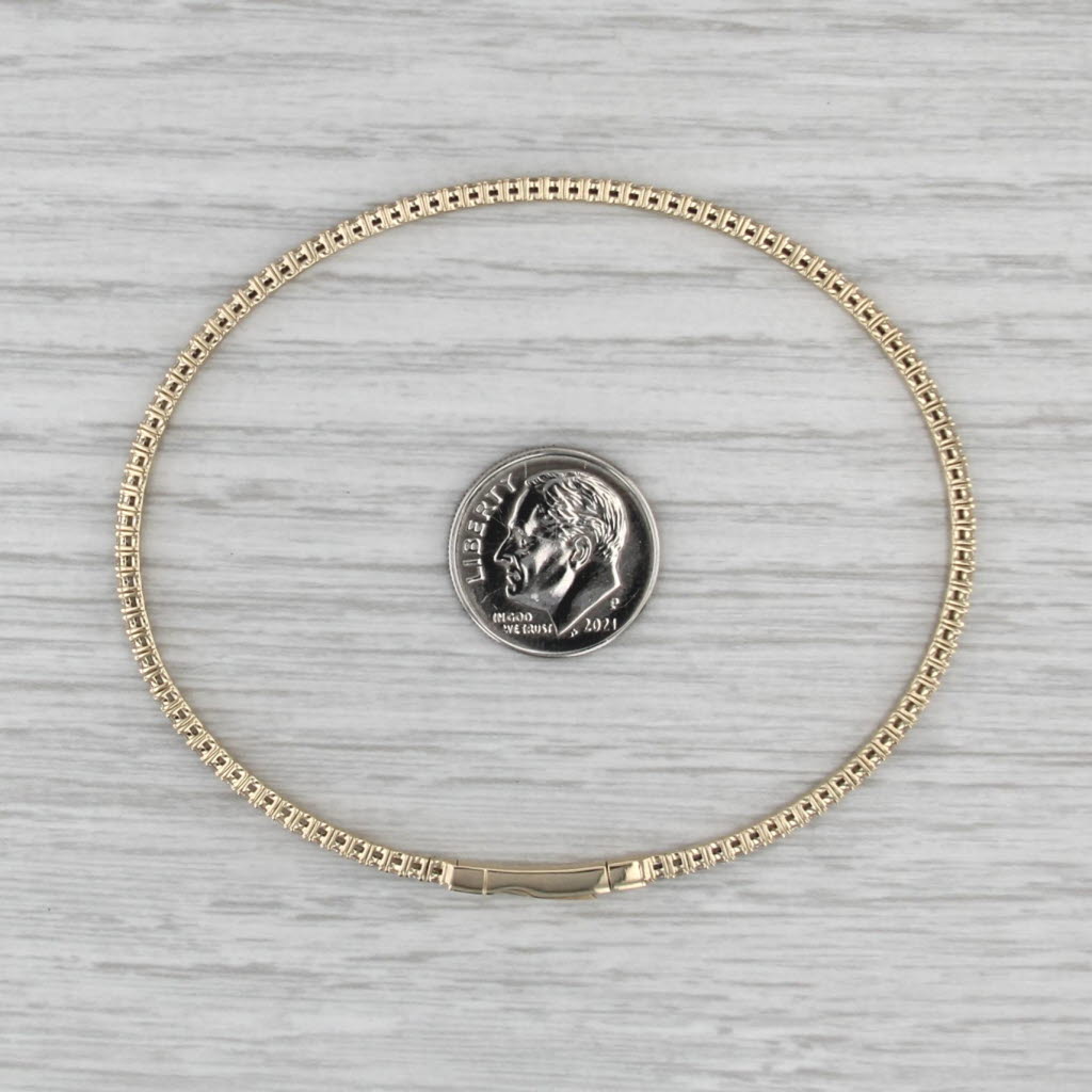 1.50ctw Diamond Bead Flexible Bangle Tennis Bracelet 14k Yellow Gold 7.5"