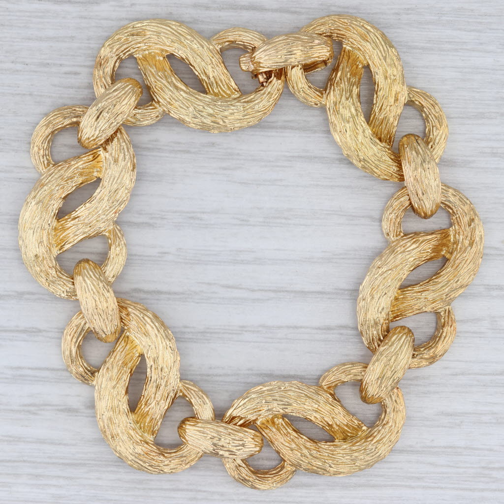 Vintage David Webb Pretzel Link Bracelet 18k Yellow Gold 7" Statement